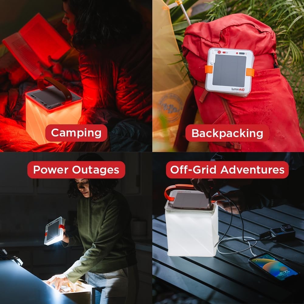 Đèn lồng cắm trại năng lượng mặt trời 2 trong 1 &amp; Bộ sạc điện thoại – Đèn LED chống nước, có thể sạc lại dùng ngoài trời, trong trường hợp khẩn cấp và mất điện – Có thể thanh toán khi nhận hàng