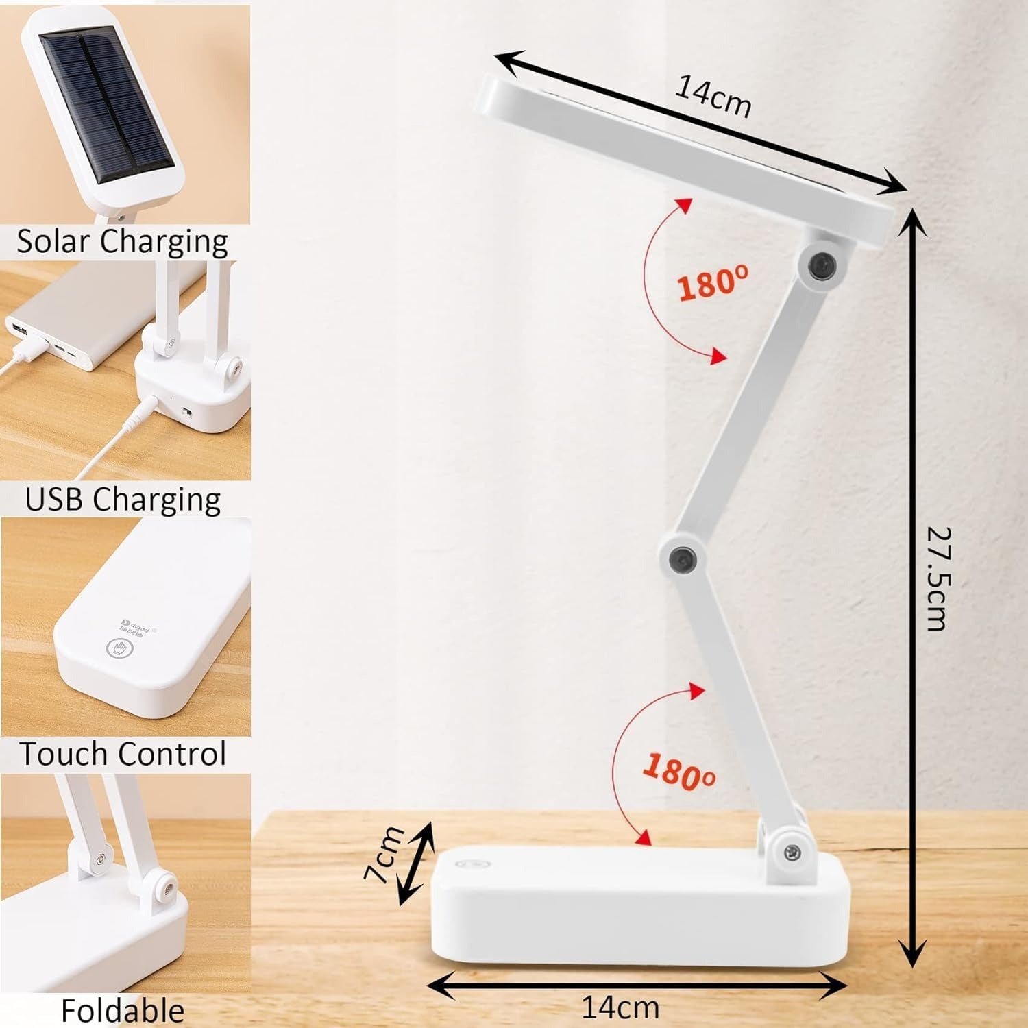 Đèn bàn gấp năng lượng mặt trời Keeda – Đèn đọc sách LED di động có thể sạc lại dành cho học sinh, văn phòng và sử dụng trong trường hợp khẩn cấp – Năng lượng mặt trời và nguồn USB – Màu xanh dương – Có thể thanh toán khi nhận hàng