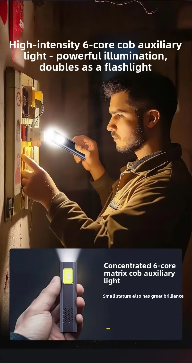 Mini Magnetic LED Flashlight for Camping & Fishing – Rechargeable Multi-Mode Work Light with Safety Warning