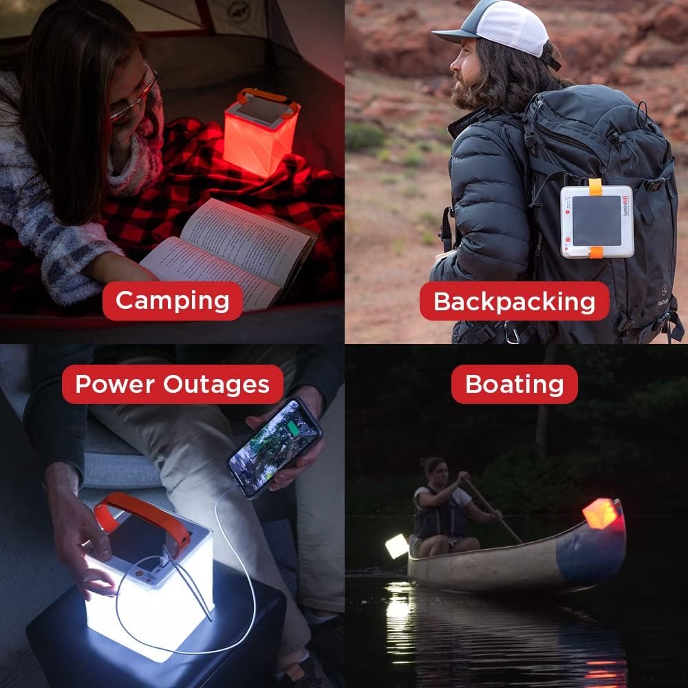 Đèn lồng cắm trại năng lượng mặt trời 2 trong 1 &amp; Bộ sạc điện thoại – Đèn LED chống nước, có thể sạc lại dùng ngoài trời, trong trường hợp khẩn cấp và mất điện – Có thể thanh toán khi nhận hàng
