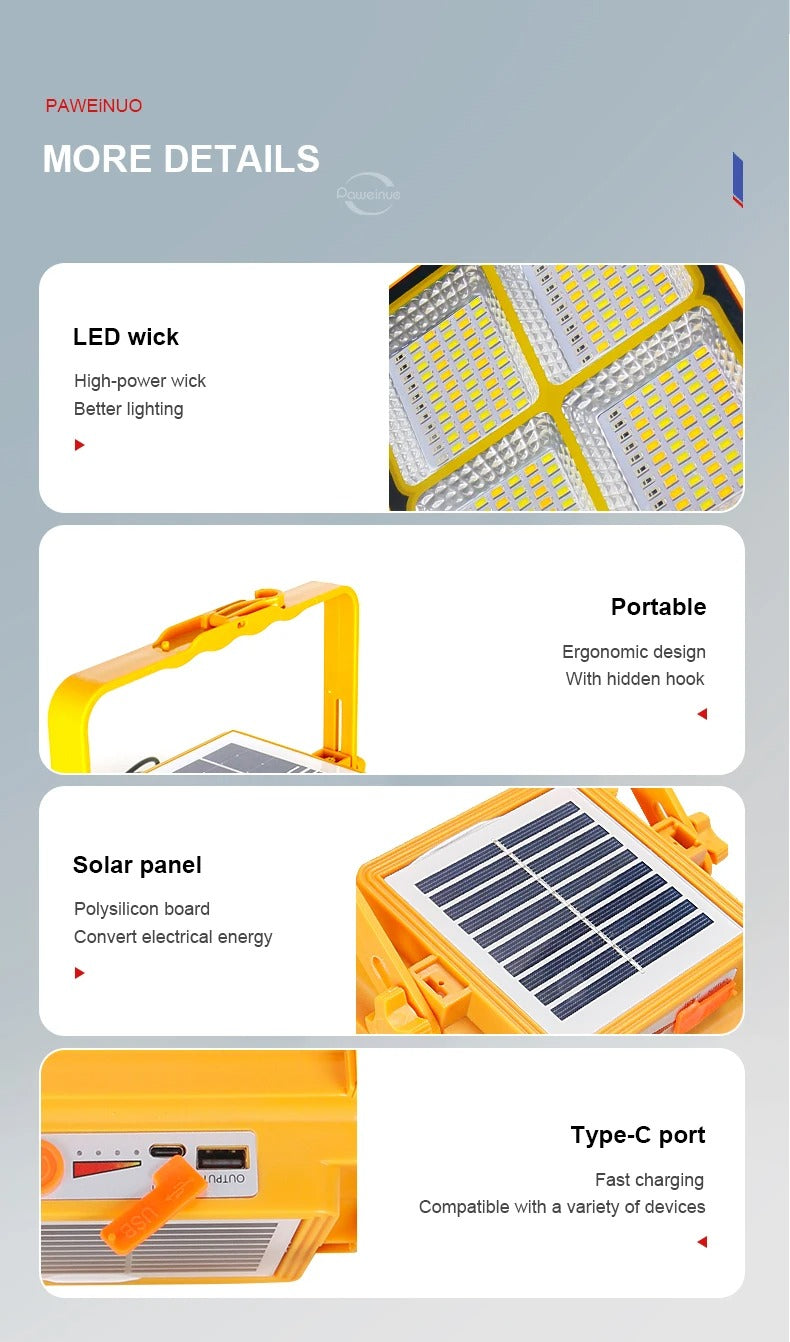 Đèn lồng cắm trại năng lượng mặt trời 20000mAh | Pin dự phòng LED &amp; Đèn khẩn cấp từ tính | Thanh toán tiền mặt khi nhận hàng