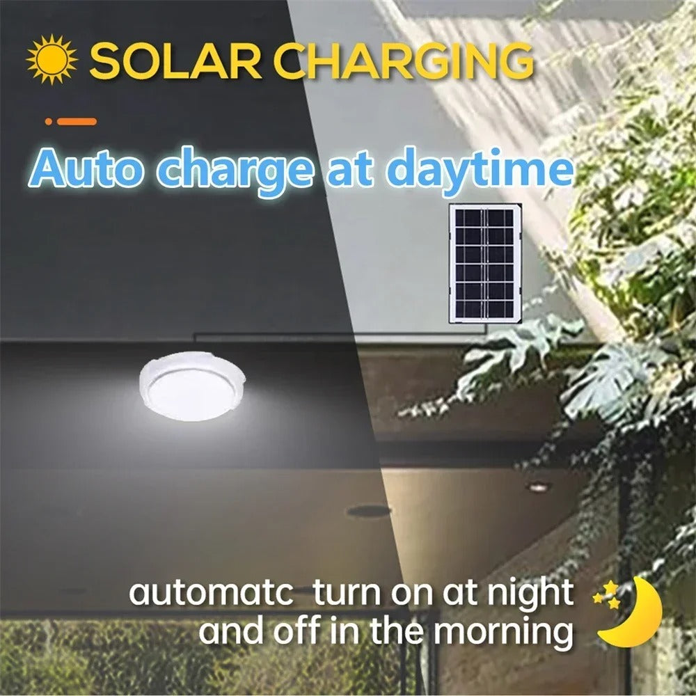 Đèn trần LED năng lượng mặt trời – Đèn thả ngoài trời chống nước IP66 có điều khiển từ xa &amp; cảm biến ánh sáng | Thân đèn ABS | Thời gian hoạt động 10–15 giờ | Sử dụng trong vườn &amp; hành lang