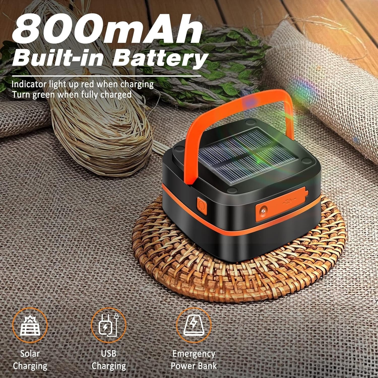 Đèn Lồng Cắm Trại Năng Lượng Mặt Trời Gấp Gọn – USB &amp; Sạc Dự Phòng