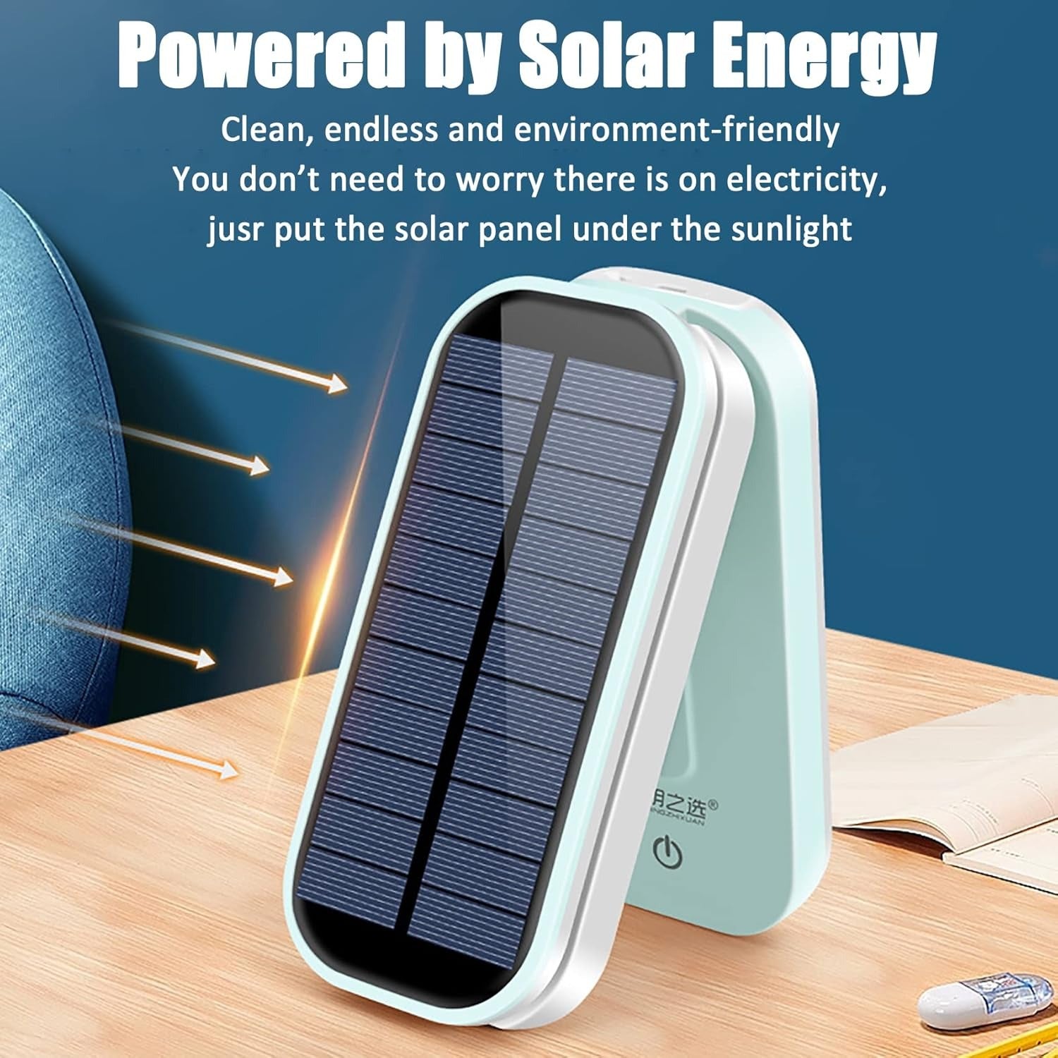 Đèn bàn gấp năng lượng mặt trời Keeda – Đèn đọc sách LED di động có thể sạc lại dành cho học sinh, văn phòng và sử dụng trong trường hợp khẩn cấp – Năng lượng mặt trời và nguồn USB – Màu xanh dương – Có thể thanh toán khi nhận hàng