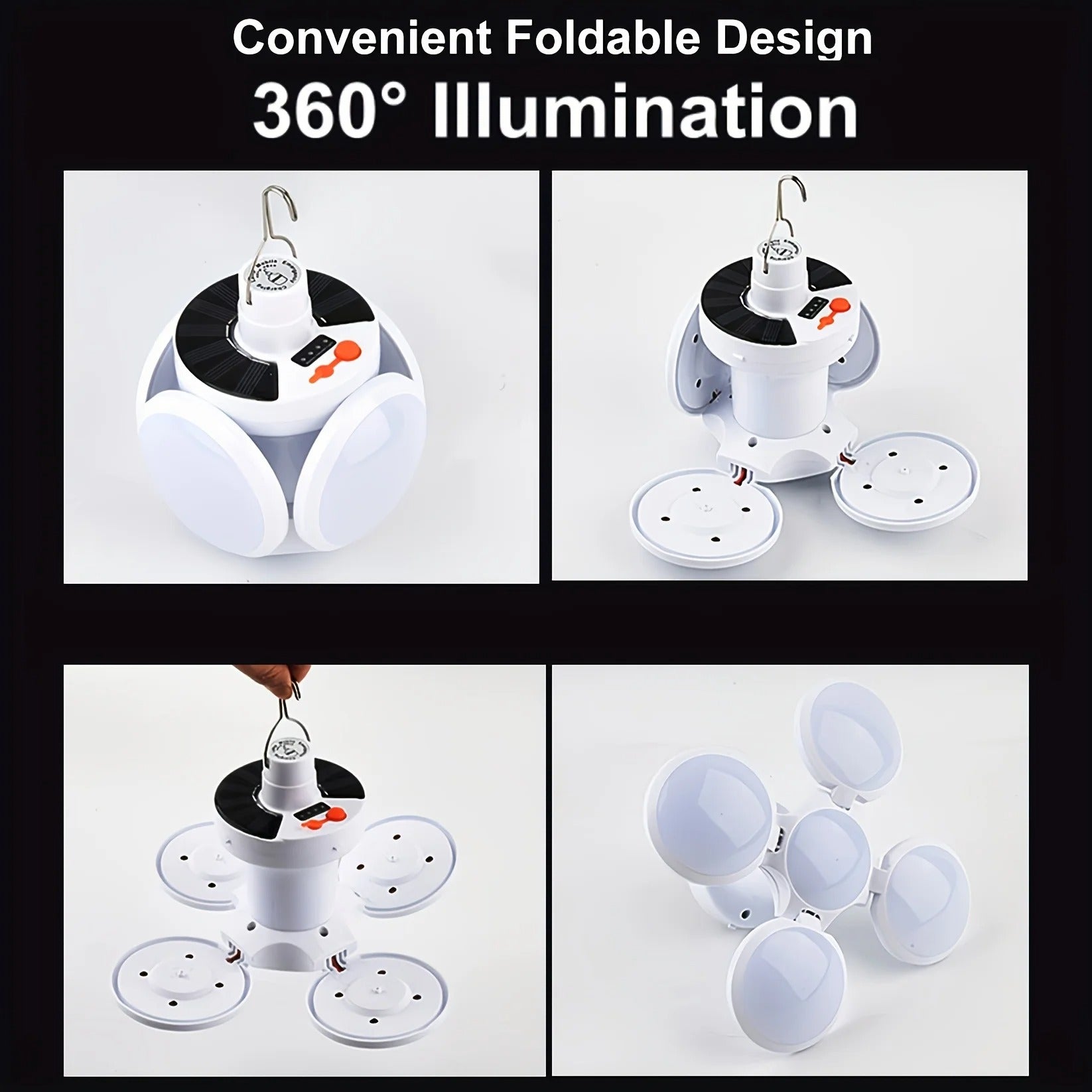 Đèn Gập Solar Cho Lều, Hoạt Động Ngoài Trời &amp; Khổng Cấp – COD Có Võ