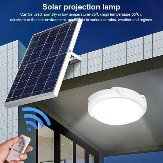 🌞 LED Solar Ceiling Light – IP66 Waterproof Outdoor Pendant Lamp with Remote & Light Sensor | ABS Body | 10–15H Runtime | Garden & Corridor Use
