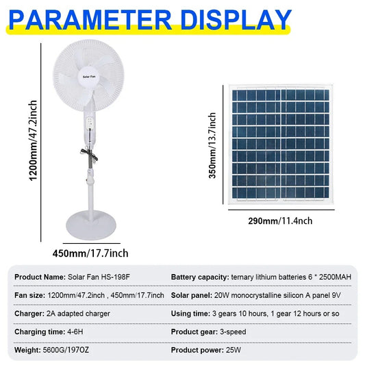16'' Rechargeable Fan – Solar & Standard Models Available