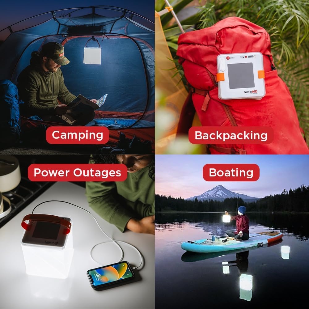 Đèn lồng cắm trại năng lượng mặt trời 2 trong 1 &amp; Bộ sạc điện thoại – Đèn LED chống nước, có thể sạc lại dùng ngoài trời, trong trường hợp khẩn cấp và mất điện – Có thể thanh toán khi nhận hàng