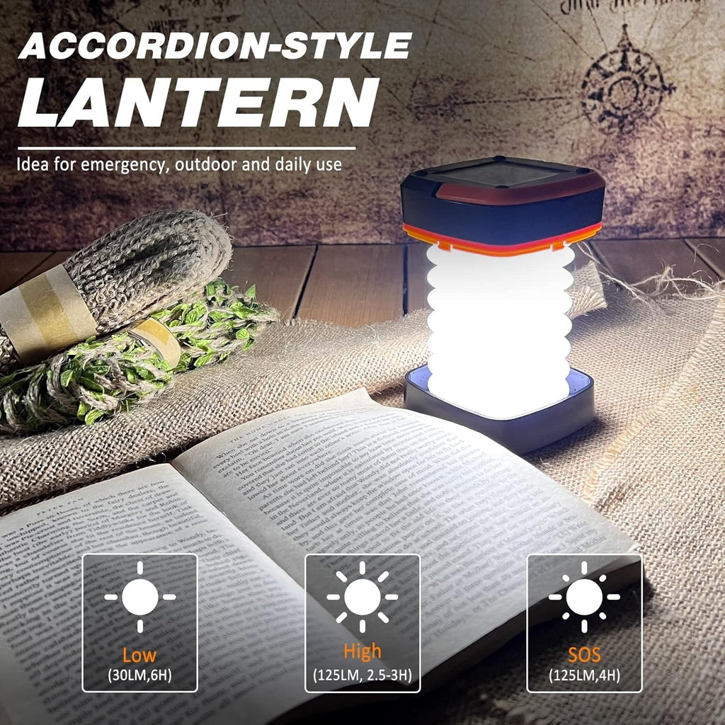 Đèn Lồng Cắm Trại Năng Lượng Mặt Trời Gấp Gọn – USB &amp; Sạc Dự Phòng