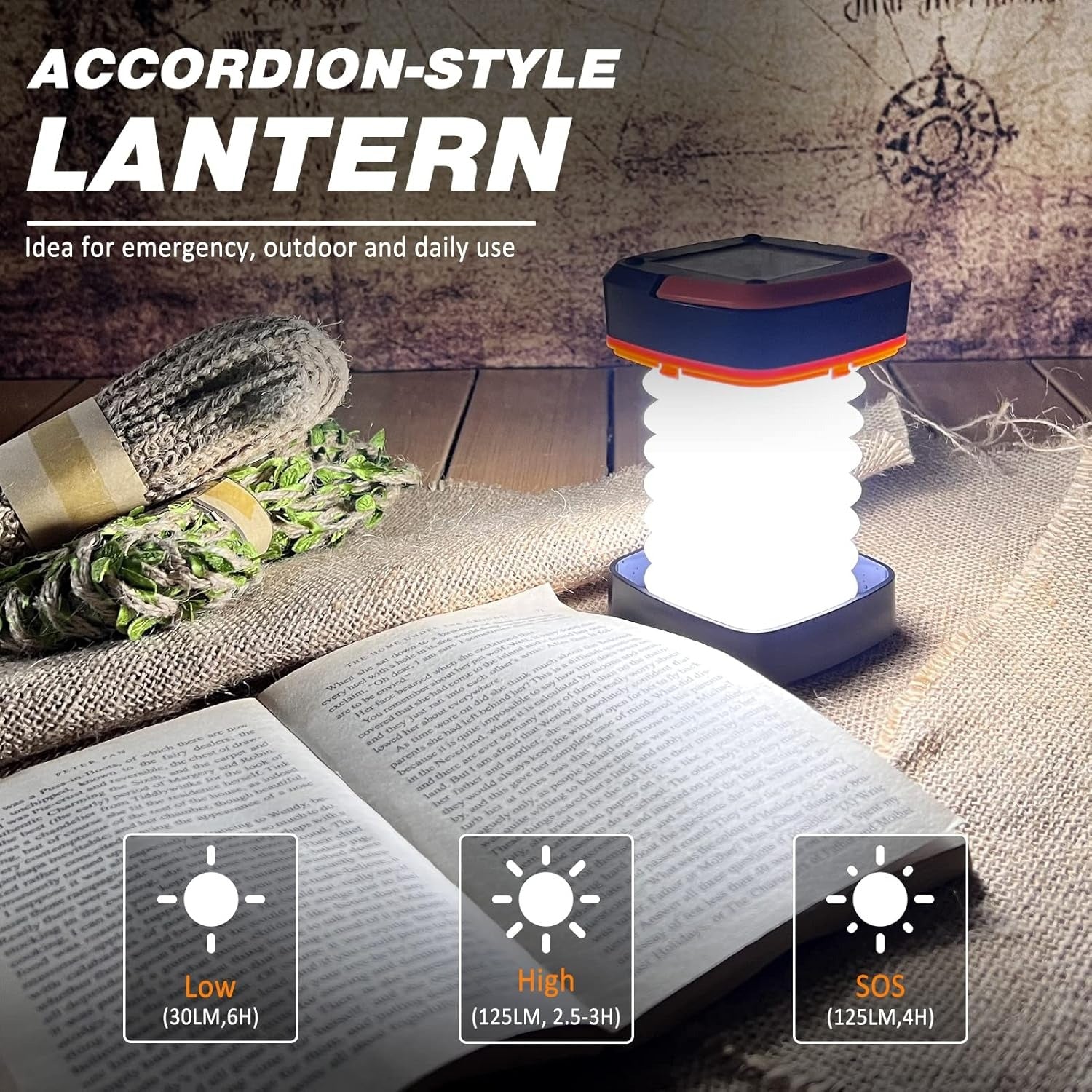Đèn Lồng Cắm Trại Năng Lượng Mặt Trời Gấp Gọn – USB &amp; Sạc Dự Phòng