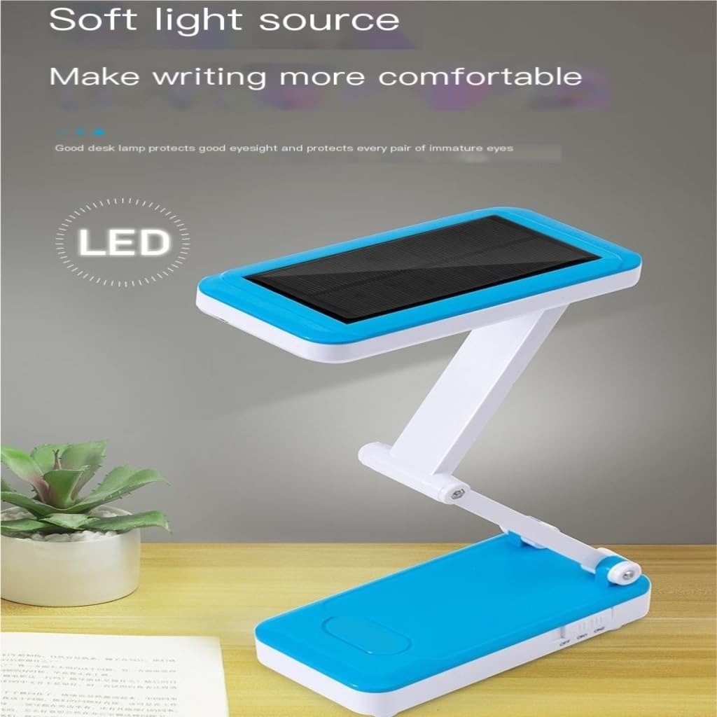 Đèn bàn LED gấp gọn năng lượng mặt trời – Đèn học tập &amp; đọc sách bảo vệ mắt | Sạc qua USB | Di động cho ký túc xá, văn phòng &amp; sử dụng trong trường hợp khẩn cấp – Có thể thanh toán khi nhận hàng (Màu xanh dương)