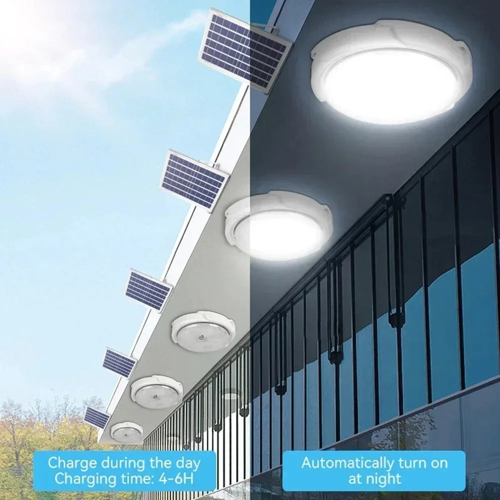 Đèn trần LED năng lượng mặt trời – Đèn thả ngoài trời chống nước IP66 có điều khiển từ xa &amp; cảm biến ánh sáng | Thân đèn ABS | Thời gian hoạt động 10–15 giờ | Sử dụng trong vườn &amp; hành lang