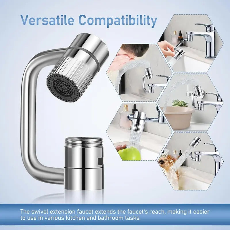 Bộ mở rộng vòi nước tạo bọt xoay 1440° - cho khả năng điều khiển dễ dàng, mọi góc độ, Bộ mở rộng vòi nước tạo bọt xoay, Vòi chậu rửa nhà bếp phòng tắm kèm vòi phun với 2 chế độ phun nước (1 cái)