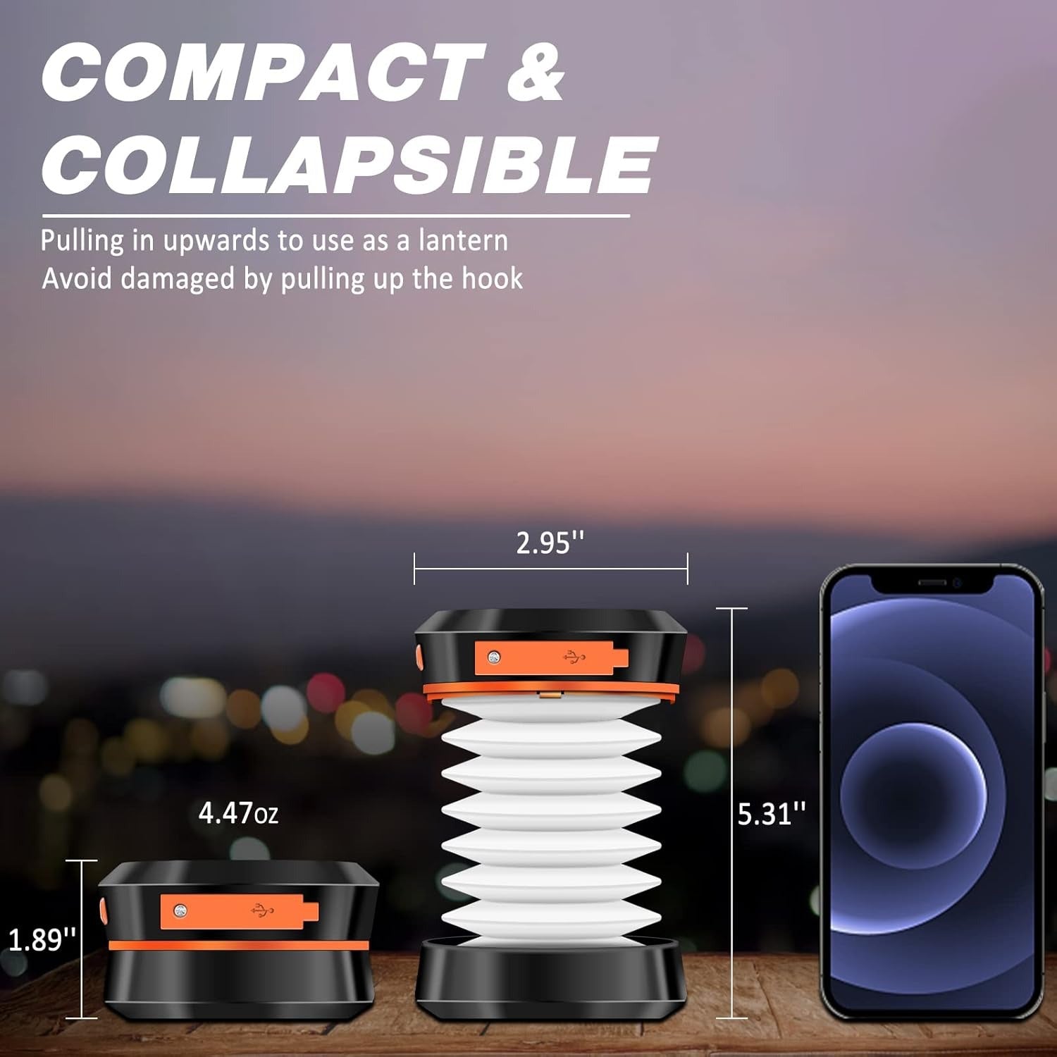 Đèn Lồng Cắm Trại Năng Lượng Mặt Trời Gấp Gọn – USB &amp; Sạc Dự Phòng