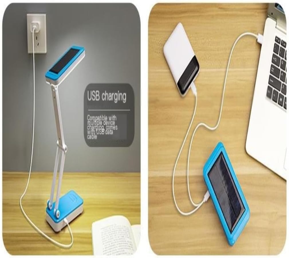 Đèn bàn LED gấp gọn năng lượng mặt trời – Đèn học tập &amp; đọc sách bảo vệ mắt | Sạc qua USB | Di động cho ký túc xá, văn phòng &amp; sử dụng trong trường hợp khẩn cấp – Có thể thanh toán khi nhận hàng (Màu xanh dương)