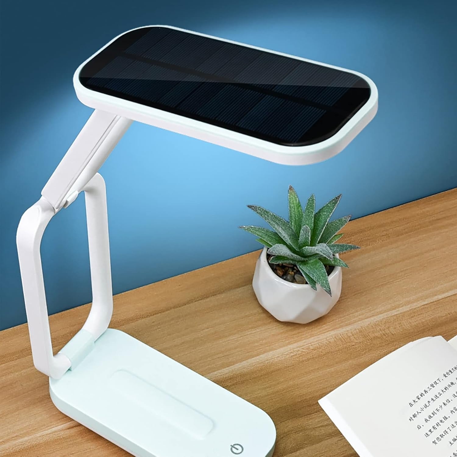 Đèn bàn gấp năng lượng mặt trời Keeda – Đèn đọc sách LED di động có thể sạc lại dành cho học sinh, văn phòng và sử dụng trong trường hợp khẩn cấp – Năng lượng mặt trời và nguồn USB – Màu xanh dương – Có thể thanh toán khi nhận hàng