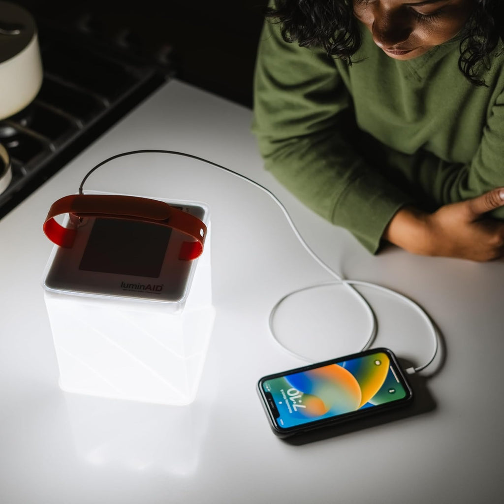 Đèn lồng cắm trại năng lượng mặt trời 2 trong 1 &amp; Bộ sạc điện thoại – Đèn LED chống nước, có thể sạc lại dùng ngoài trời, trong trường hợp khẩn cấp và mất điện – Có thể thanh toán khi nhận hàng