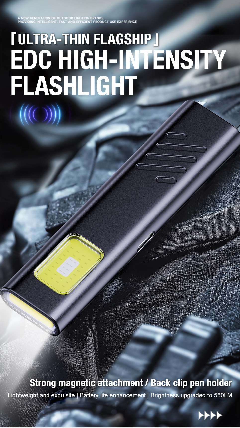 Mini Magnetic LED Flashlight for Camping & Fishing – Rechargeable Multi-Mode Work Light with Safety Warning